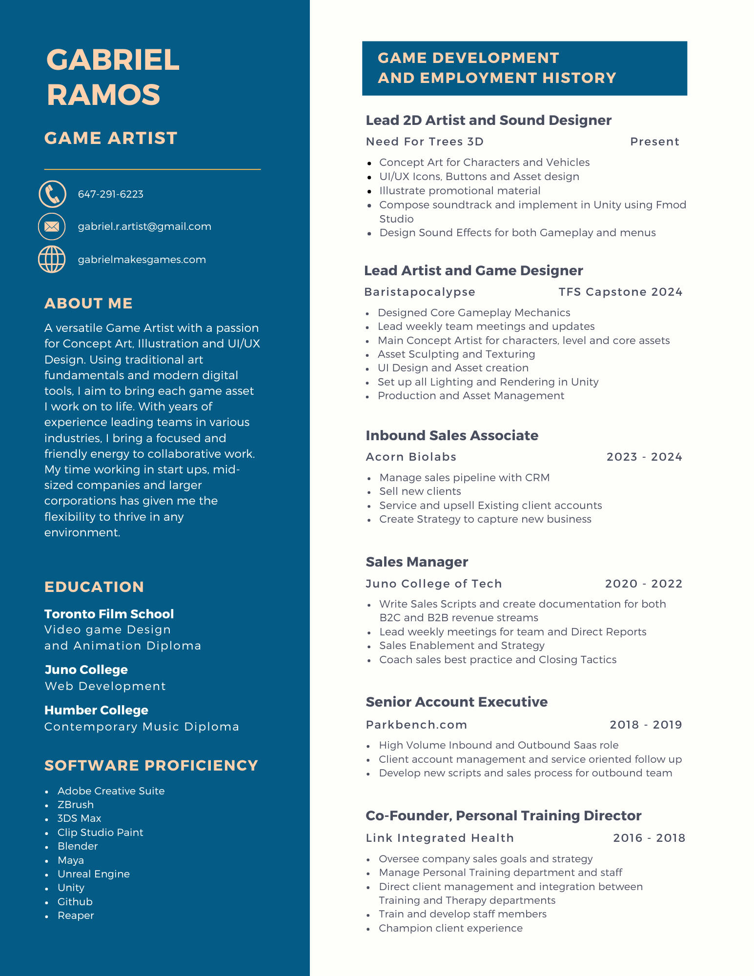 Game Artist Resume