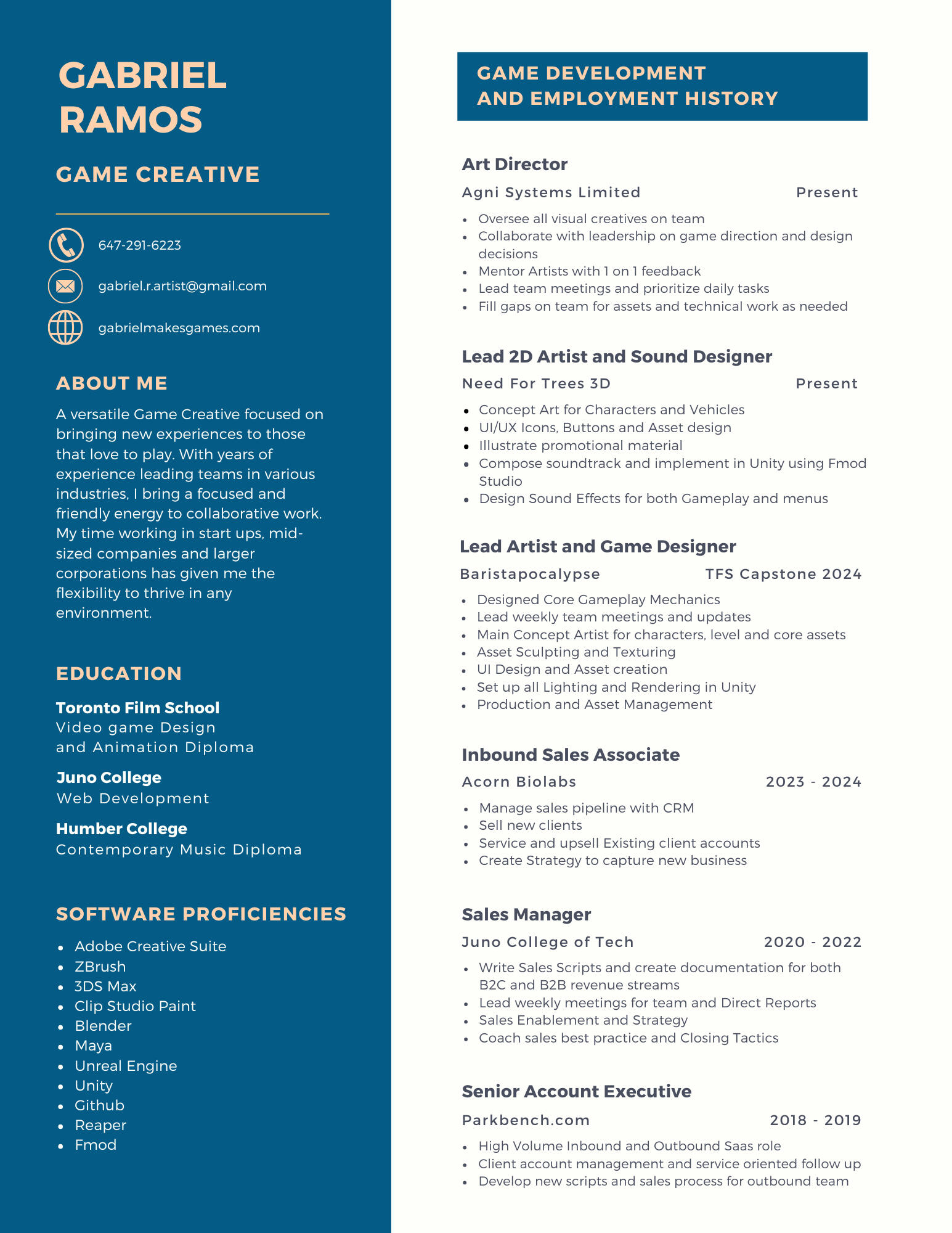 Game Artist Resume